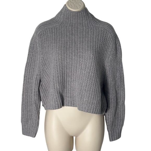 NWOT Madewell Pointelle Stitch Mockneck Sweater in Heather Pewter Gray XXS - Picture 2 of 12